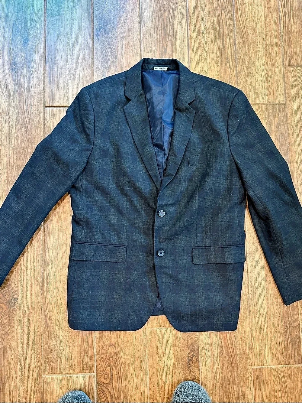 Banana Republic Tailored Fit Plaid Blazer Blue Size 46